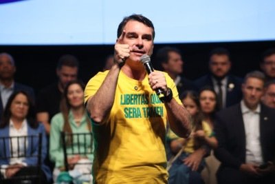 Flávio Bolsonaro em evento do PL em Belo Horizonte -  (crédito: Marcos Vieira/EM/D.A. Press)