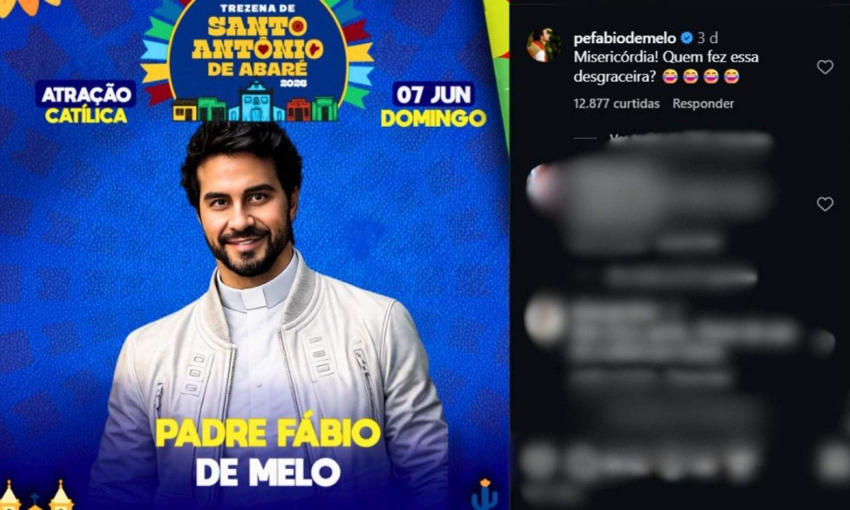 Padre F&aacute;bio de Melo deixou coment&aacute;rio bem-humorado em post feito com IA