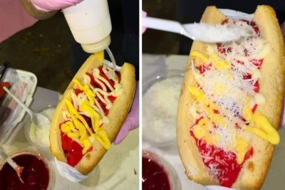 Versão doce de hot-dog viraliza nas redes sociais -  (crédito: Redes sociais)