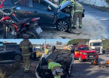 O acidente aconteceu no sentido Lagoa Santa -  (crédito: Reprodução/CBMMG)