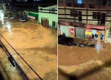 Chuva e Viçosa provoca alagamentos e danos em ruas nessa segunda-feira (15/6) -  (crédito: Reprodução/Redes Sociais)