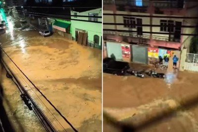 Chuva e Viçosa provoca alagamentos e danos em ruas nessa segunda-feira (15/6) -  (crédito: Reprodução/Redes Sociais)