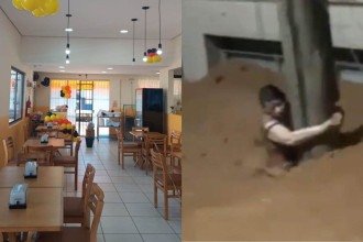 Mulher que se agarrou em poste durante enxurrada em Ubá reabre restaurante