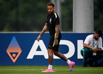 Neymar participou dos últimos treinos da Seleção nos últimos dois dias, mas não vai participar do jogo contra o Haiti, pela segunda rodada do Grupo C -  (crédito: MAURO PIMENTEL / AFP)