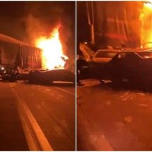 Caminhões pegam fogo em acidente e BR-381 é totalmente interditada em Minas - Reprodução