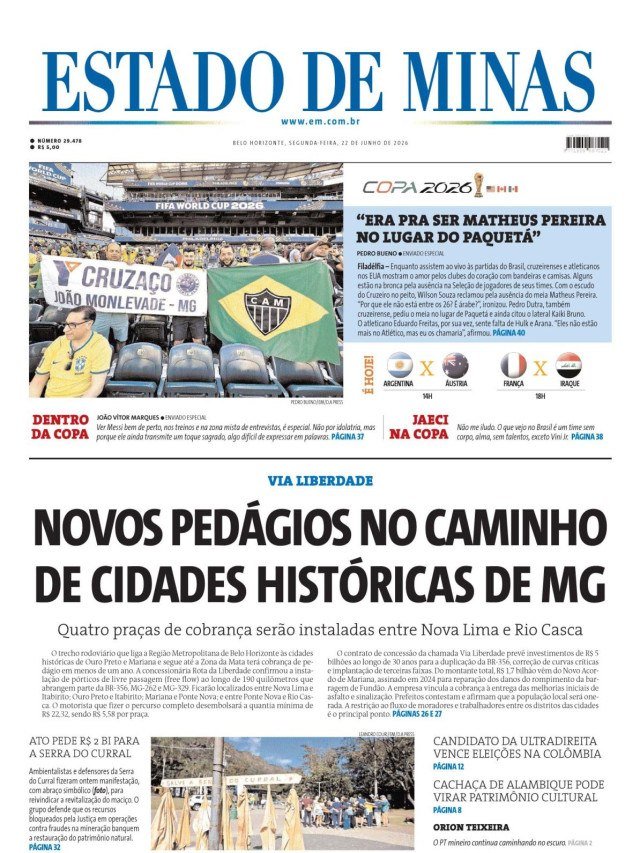 - (crédito: Capa do Estado de Minas)