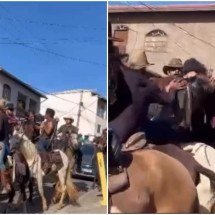 Vídeo: homem é violentamente agredido durante romaria a cavalo em Minas - Redes sociais/Reprodução