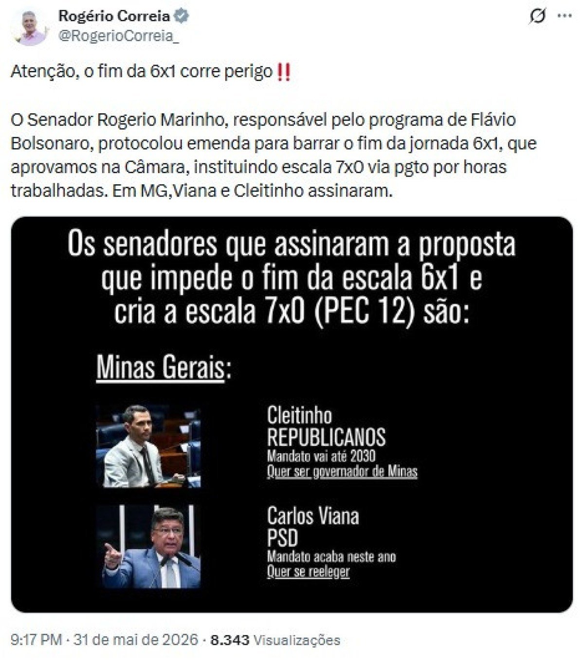 Publicação de Rogerio Correia sobre escala 7x0