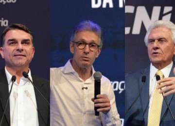 Zema, Flávio e Caiado: quem foi o pré-candidato mais aplaudido pelos industriais -  (crédito: Foto: Gabriel Pinheiro/Iano Andrade/CNI)