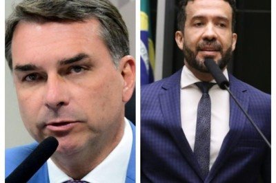 Senador Flávio Bolsonaro (PL-RJ) protocolou queixa-crime contra o deputado federal André Janones (Avante-MG), no Supremo Tribunal Federal (STF) -  (crédito: Geraldo Magela/Agência Senado / Kayo Magalhães/Câmara dos Deputados)