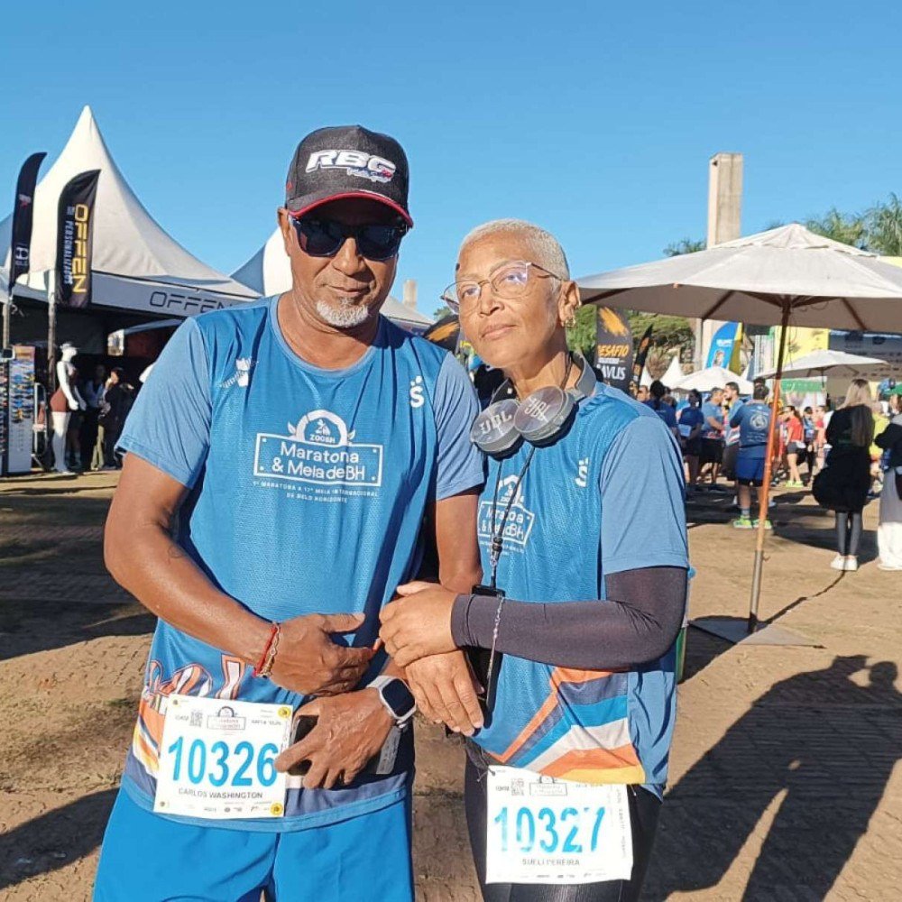 Com incentivo da família, casal encara primeira prova de 10 km na Pampulha