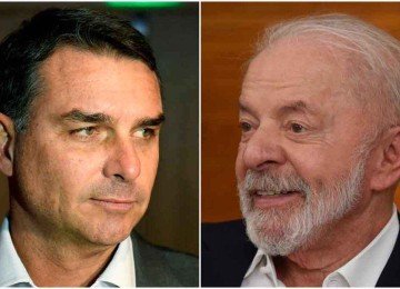 Flávio Bolsonaro e Lula mantêm a disputa presidencial polarizada -  (crédito: DANIEL RAMALHO/AFP)