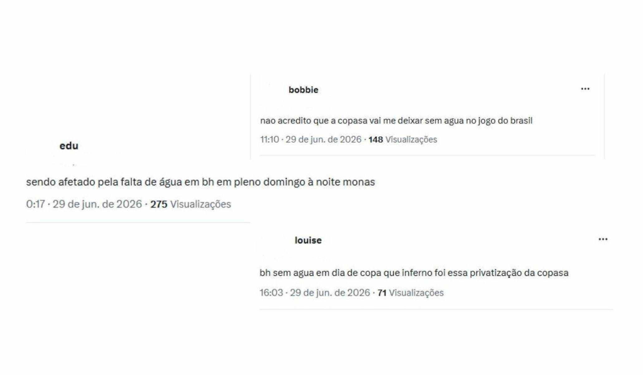 Internautas reclamam da falta d'&aacute;gua