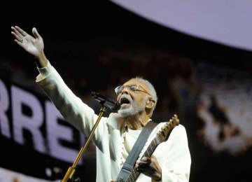 Gilberto Gil cantou para o Mineirão lotado na turnê que marcou sua despedida dos megashows -  (crédito: Alexandre Guzanshe/EM/D.A Press)