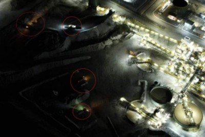 Drone flagra operação ilegal de mineradora durante a madrugada -  (crédito: Divulgação / MPMG)
