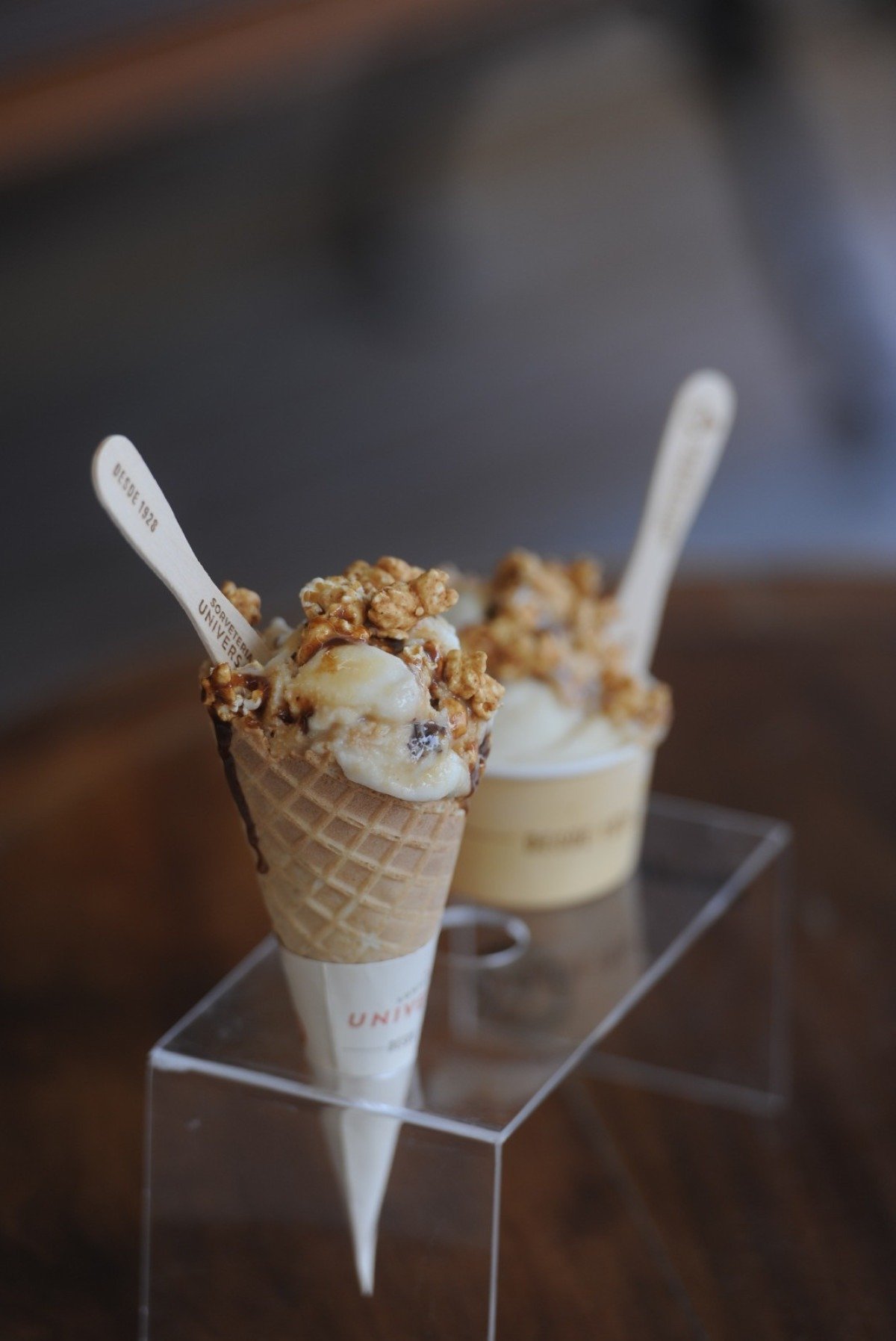 Sorvete de pipoca com caramelo da Sorveteria Universal 