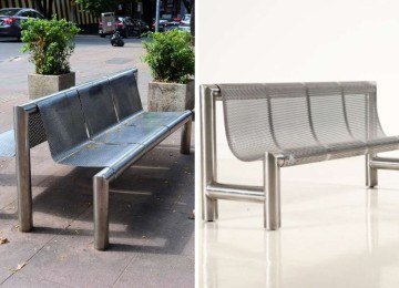 Designer de BH aponta semelhança entre banco de sua autoria e modelo semelhante vendido em São Paulo. -  (crédito: Porfirio Valladares / redes sociais / Mario Botta / leilãodesign.com.br)