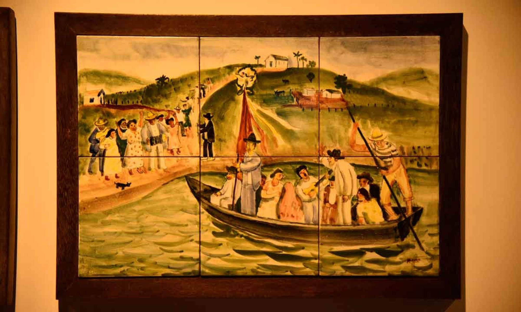 Painel de azulejos feito por Volpi, em 1940, sob encomenda do arquiteto &iacute;talo-brasileiro Paulo Rossi Ozirz