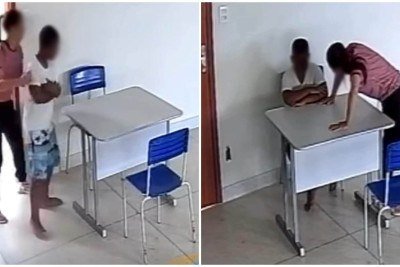 Câmera instalada em sala registrou abordagem agressiva de diretora -  (crédito: Reprodução)