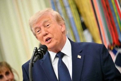 Donald Trump interferiu pedindo a suspensão do cartão vermelho de jogador dos EUA -  (crédito: Mandel Ngan/AFP)
