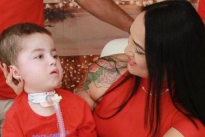Davi Lucca nos braços da mãe, Taís Nithely -  (crédito: Redes sociais )
