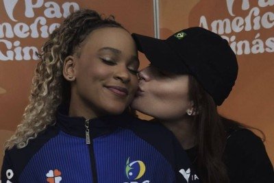 Rebeca Andrade aparece ao lado de Gisele em vídeo publicado no TikTok que repercutiu entre os seguidores -  (crédito: Instagram/ Reprodução)