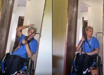 Luigi Gustavo Silva, de 25 anos, foi um dos presos na operação; ele é apontado com o responsável por reunir o grupo que constrangeu Andrey  -  (crédito: Imagens cedidas pela TV Alterosa)