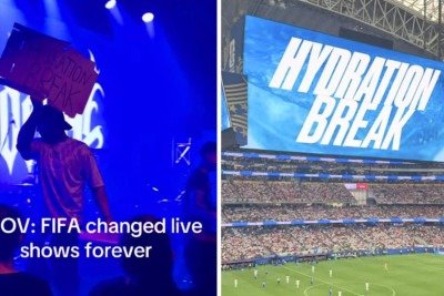 Pausa para hidratação no show da banda Deadend e em jogo da Copa do Mundo 2026 -  (crédito: Redes sociais)