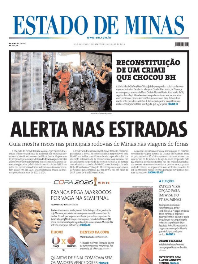 - (crédito: CAPA DO ESTADO DE MINAS)