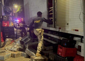 Ação conjunta apreende mais de 3 toneladas de maconha na BR-262, em MG -  (crédito: PRF/Reprodução)