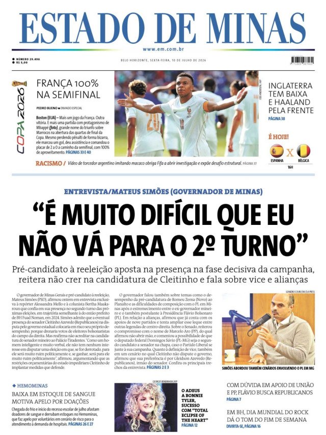 - (crédito: CAPA DO ESTADO DE MINAS)