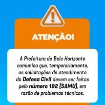 Defesa Civil muda de telefone temporariamente em BH; veja pra qual ligar - PBH/Divulgação