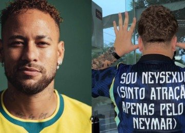 A imagem ilustra o fen&ocirc;meno 'neysexual', onde homens expressam admira&ccedil;&atilde;o por Neymar com humor e ironia, tema da reportagem -  (crédito: Redes sociais)
