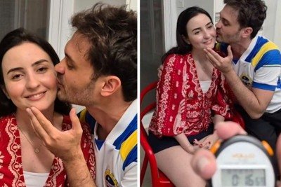 Médico brasileiro deu 195 beijos na bochecha da namorada em 30 segundos -  (crédito: Guinness Book)