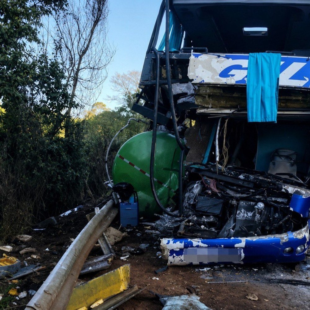 Batida entre ônibus e caminhão deixa duas pessoas mortas na MGC-267