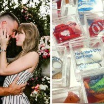 Homem vende lixo recolhido após casamento de Taylor Swift e fatura com fãs - Redes sociais