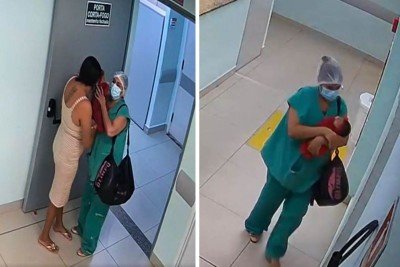 Técnica de enfermagem disse que levaria bebê para fazer exame, mas tentou deixar maternidade com ele em bolsa -  (crédito: Reprodução)