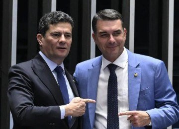 Senadores Sergio Moro e Flávio Bolsonaro  -  (crédito: Carlos Moura/Agência Senado)