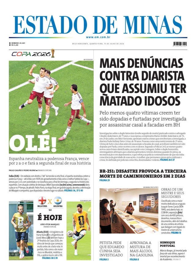 Capa do dia - (crédito: jwilsoncarvalho.mg)