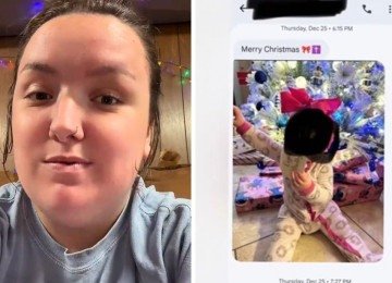 Marissa Layne, m&atilde;e da beb&ecirc;, e a mensagem de Natal que a amiga usou para se passar por m&atilde;e da crian&ccedil;a -  (crédito: TikTok / reprodu&ccedil;&atilde;o)
