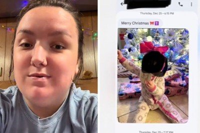 Marissa Layne, m&atilde;e da beb&ecirc;, e a mensagem de Natal que a amiga usou para se passar por m&atilde;e da crian&ccedil;a -  (crédito: TikTok / reprodu&ccedil;&atilde;o)