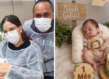 Noah Gabriel, o beb&ecirc; que foi dado como morto e reapareceu vivo, visto no hospital e na celebra&ccedil;&atilde;o do seu primeiro m&ecirc;s de vida -  (crédito: Acervo pessoal)