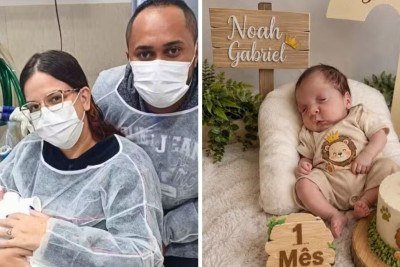 Noah Gabriel, o beb&ecirc; que foi dado como morto e reapareceu vivo, visto no hospital e na celebra&ccedil;&atilde;o do seu primeiro m&ecirc;s de vida -  (crédito: Acervo pessoal)