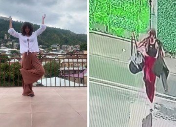 'Cal&ccedil;a da Morte' da Zara: a pe&ccedil;a de moda viralizada por quedas, retratada em ensaio e grava&ccedil;&atilde;o de seguran&ccedil;a -  (crédito: Redes sociais)
