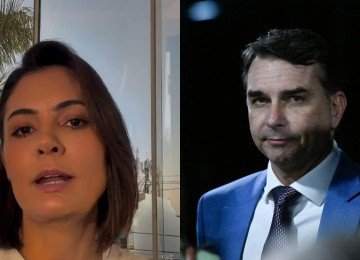 Mais cedo, Flávio Bolsonaro publicou vídeo fazendo apelo a Michelle -  (crédito: Reprodução/Instagram e Carlos Moura/Agência Senado)