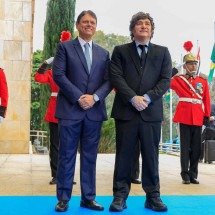 Milei é recebido com tapete azul por Tarcísio em SP e recebe honraria - Miguel Schincariol/ AFP