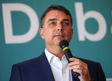 O senador Fl&aacute;vio Bolsonaro na sede nacional do PL -  (crédito: Foto: Raul Spinass&eacute;/Fl&aacute;vio Bolsonaro)