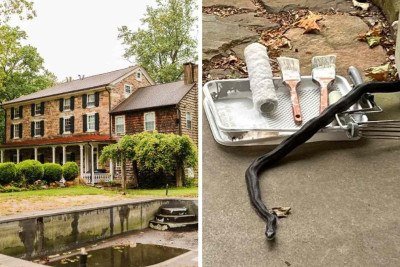 A casa hist&oacute;rica com piscina abandonada e uma das cobras encontradas pelo casal Bouldin durante a inesperada reforma -  (crédito: People)
