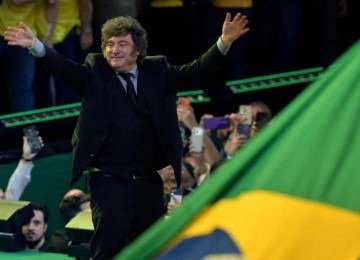 Declaração foi dada em meio à tensão diplomática entre Brasília e Buenos Aires, intensificada após participação de Milei na convenção do PL  -  (crédito: Allison Sales/NurPhoto via Getty Images)