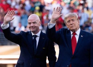 Presidente da Fifa, Gianni Infantino, mostrou muita proximidade com o presidente dos EUA, Donald Trump, durante a última Copa -  (crédito: David Ramos /Getty Images / AFP)
